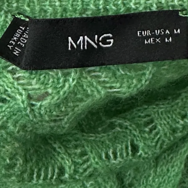 MANGO -MNG Green V Neck Sweater‎ Women Size Medium Long Sleeve - Image 9