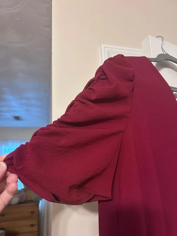 Adrienne Burgundy Office Blouse  - Image 2
