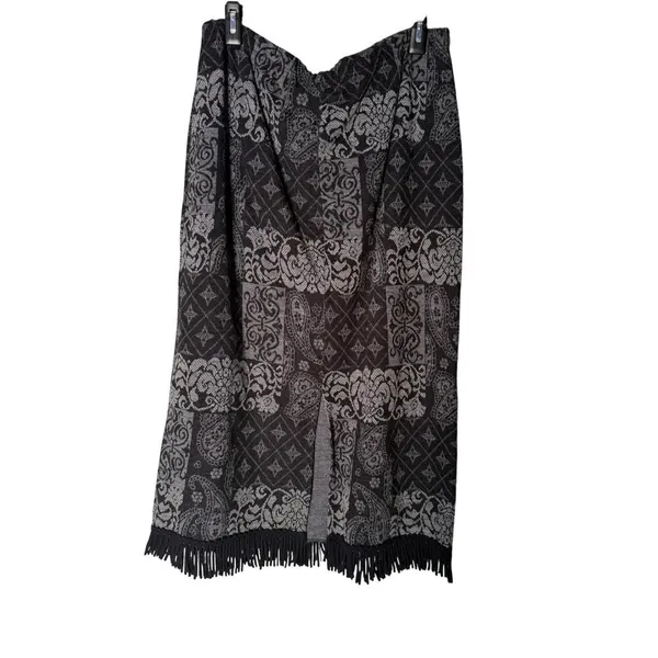 Lennie for Nina Lenoard‎ Sweater/Skirt 2pc set Gray Fringes Women's XL - Image 6