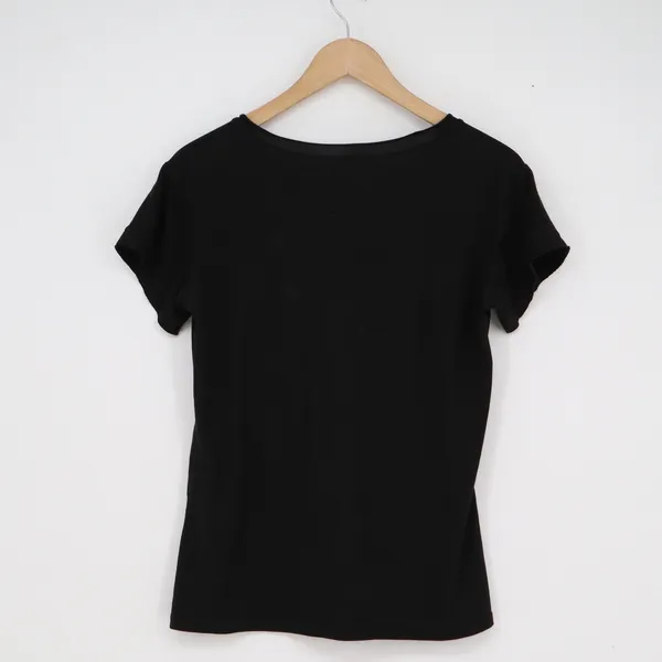 Fashion Go & Taste Black V-Neck Short Sleeve Basic Slim Fit Tee Shirt Small - Image 3