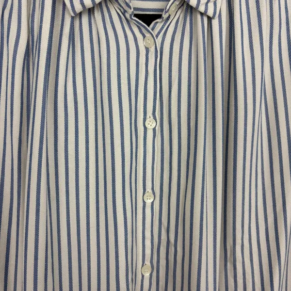 Madewell Central Shirt Dalton Stripe Blue Shirred Button Down Short Sleeve M - Image 6