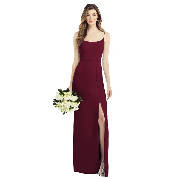 NWOT After Six X Nordstrom Spaghetti Strap V-Back Crepe Gown with Front Slit 4 - Image 3
