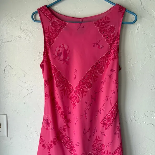 Studio‎ Y Y2K Juniors Size 9 Pink Fairy Asymmetrical Hem Prom HOCO Dress Floral - Image 2