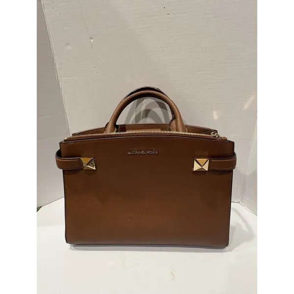 Michael Kors Leather Karla Small EW Top Handle Satchel Bag Crossbody Luggage - Image 2