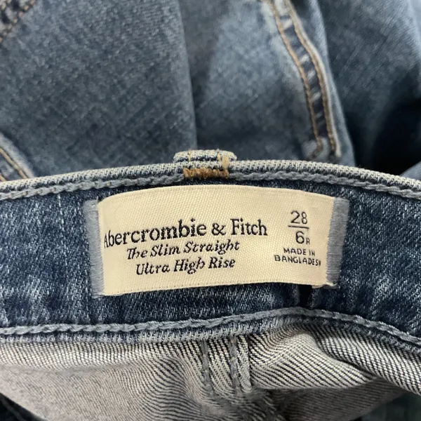 Abercrombie & Fitch Slim Straight Ultra High Rise Jeans Medium Wash Blue 28 6R - Image 5