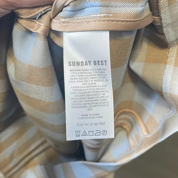 Aritzia Sunday Best NWT Shimmer Plaid Mini Bodycon Dress Blue Taupe Size 10‎ - Image 5