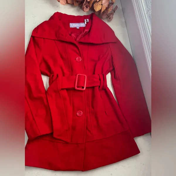 Lamasini Women's Vibrant Red Trench Coat - Image 2