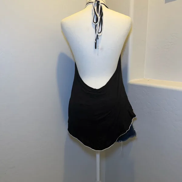 Vintage Y2K Halter Top Backless Flowy Ballet Flats Graphic Tank M - Image 2
