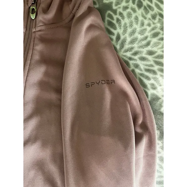 Spyder Pink Full Zip Fleece Hoodie Jacket sz Medium Ski Gorpcore Softshell Layer - Image 9