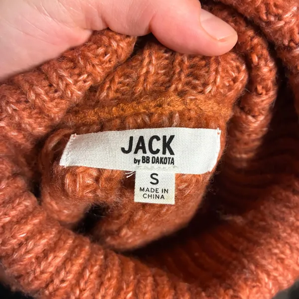 JACK by BB DAKOTA Orange Knit Turtleneck Sweater‎ Size S Cozy Textured - Image 4