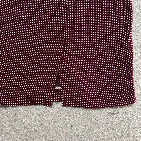 Pure Collection Burgundy and White Grid Patterned Pencil Skirt with Vented Back - Image 5