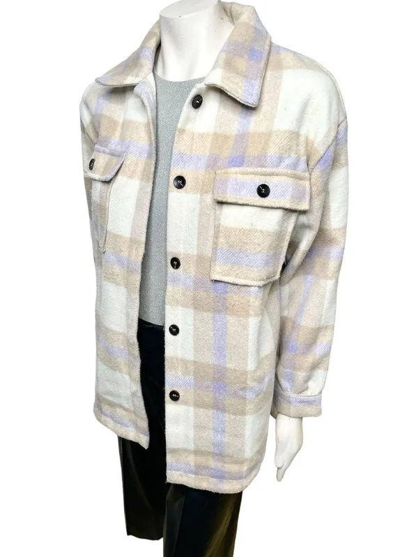 BTFBM Long Sleeve Button Down Plaid Flannel Shaket Size Medium Multiple - Image 9