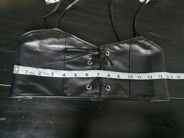 Black Lace Up Corset Style‎ Faux Leather Belt Waist Cincher One Size - Image 15