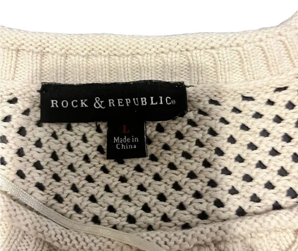 Rock and Republic Cream Studded Sweater Size L - Image 6