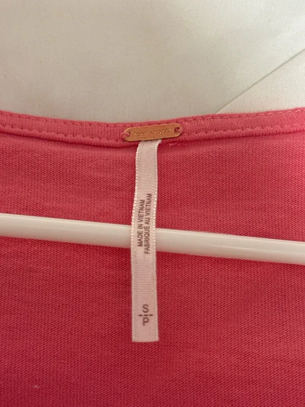 Free People Pink Tie Top Front Puff Sleeve Crop - Image 2