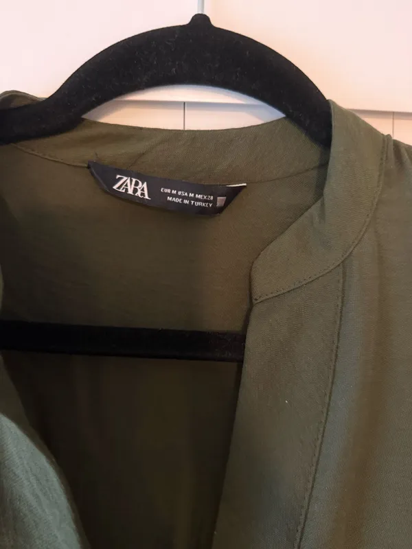 Zara Olive Green Short-Sleeve Utility Jumpsuit with Woven Belt - Image 7