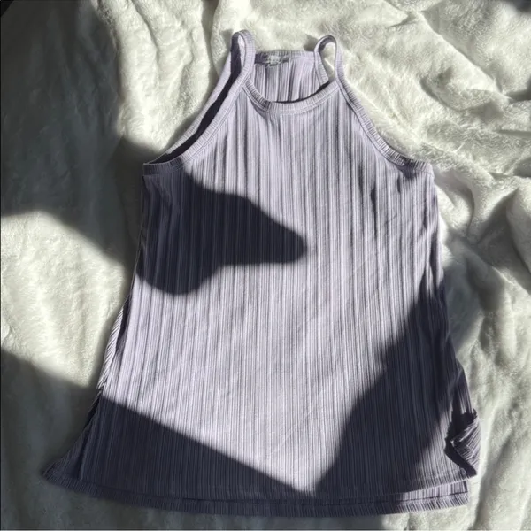 White Birch Lavender Ribbed High Neck Tank Size L - Image 5
