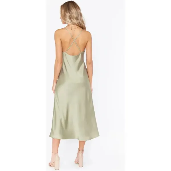 NWOT SMY Mumu Size XXL Wedding Verona Cowl Visit Dress Moss Green‎ Luxe Satin - Image 2