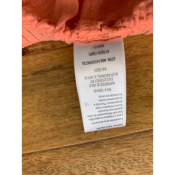 Serra Pajama Set Women’s M Coral 100% Cotton Button Top Shorts Seersucker - Image 12