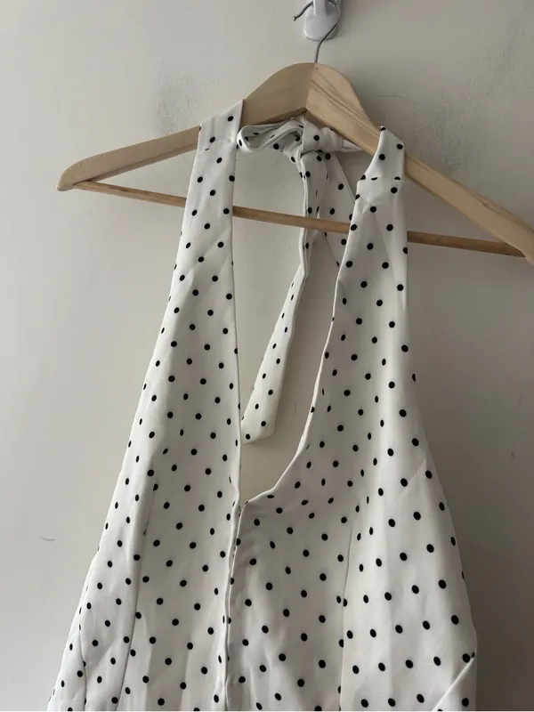 One and Only Collective NEW! Polka Dot Halter Style Mini Dress - Image 4
