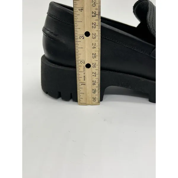 Steve Madden Shoes Womens Size 7 Black Leather Lawrance Loafers Chunky Lug Sole - Image 9