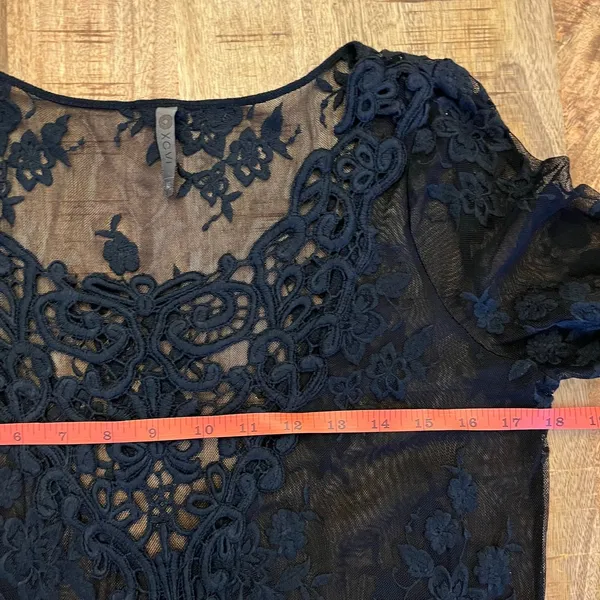 XCVI Sheer Mesh Lace Tunic Top‎ Dress XS Bell Sleeves Dark Romantic Whimsigoth - Image 11