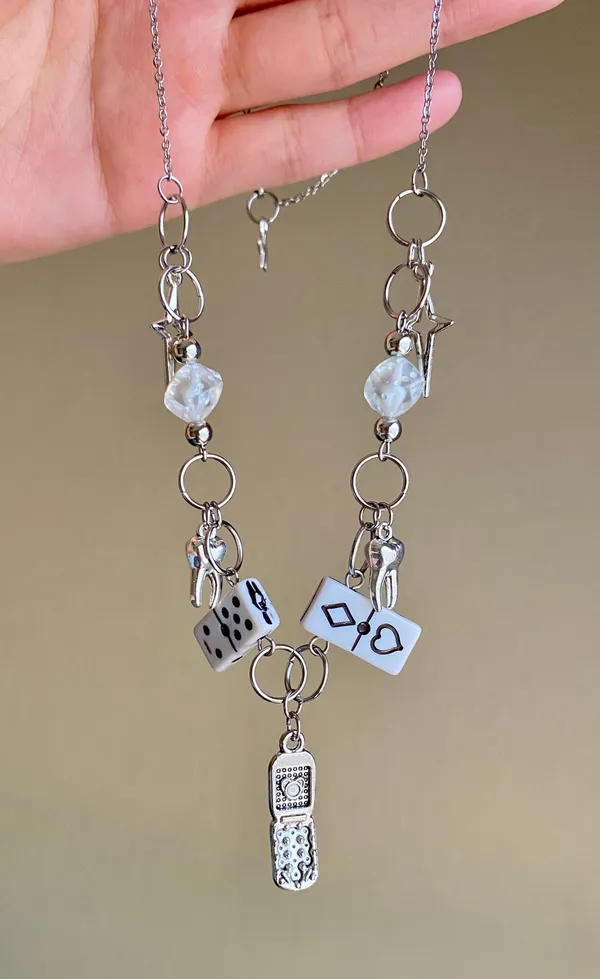 y2k Kawaii funky grunge mix beads & charms unique necklace🎲⭐️📱⭐️🌀 - Image 4