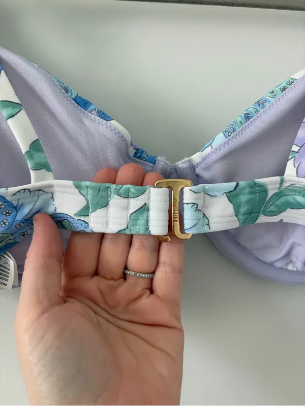 Hollister Blue Green Floral Curvy Underwire Padded Bikini Top Small - Image 5