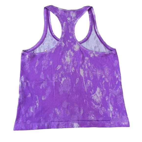 Lululemon Women's 10 Swiftly Tech Racerback Tank Top Purple Marble‎ Race Length - Image 3