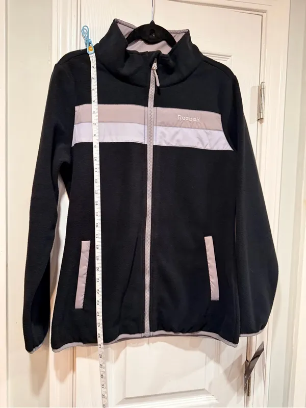 NWT Reebok Size M Black Full Zip Fleece Jacket Retro Colorblock Outdoor Active - Image 3