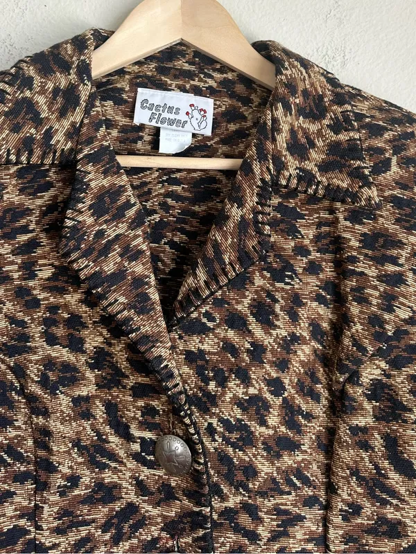 Vintage Cactus Flower Leopard Print Tapestry Jacket - Image 4