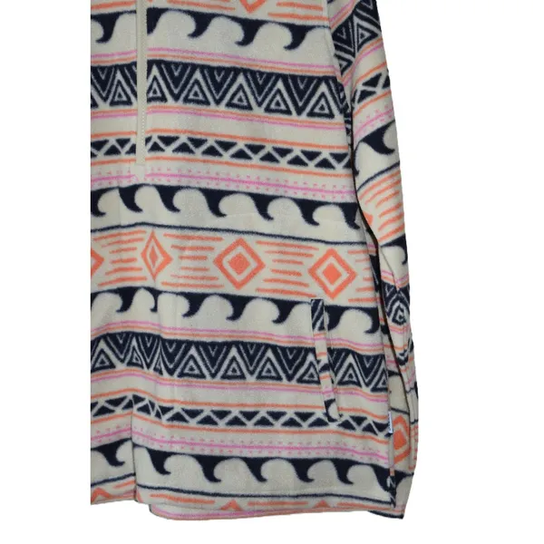 O'Neill Fleece Pullover Women Large Cream Orange Tribal Print Half Zip Excellent - Image 3