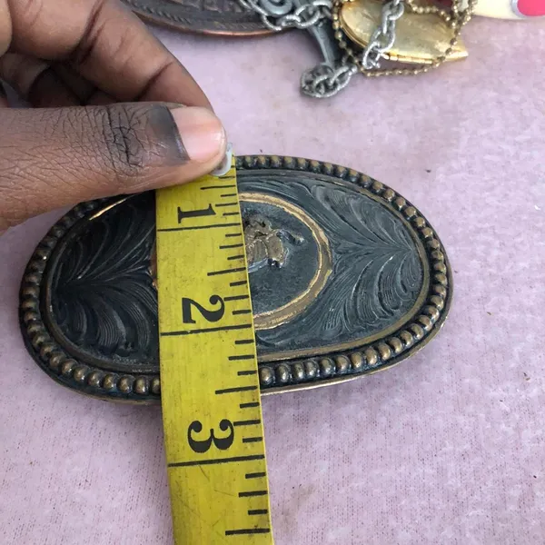 Large Western Trophy Bull Rider Cowboy Belt Buckle Rodeo Vintage Measurements in pics - Image 5