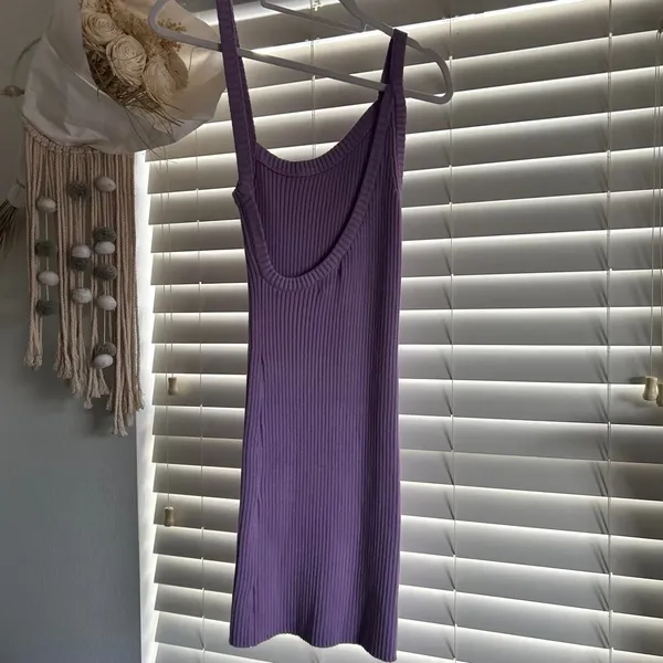 Michael Costello REVOLVE amari Lilac Ribbed Knit mini Dress Small asymmetrical - Image 2