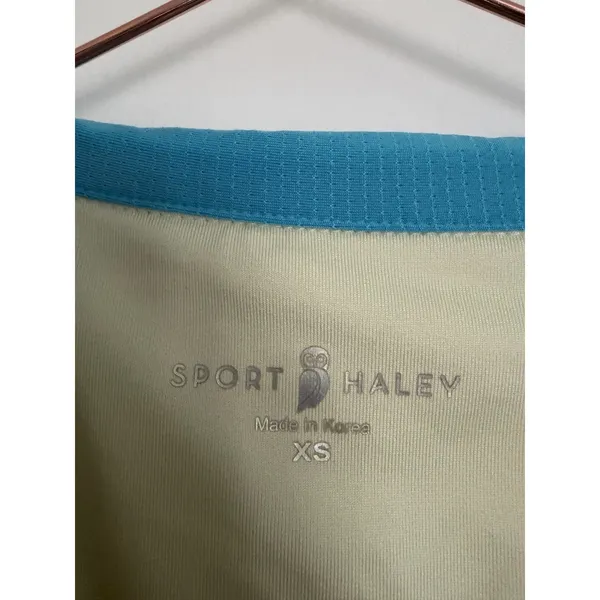 Sport Haley Polo Shirt‎ Women XS Yellow Turquoise Blue Contrast Trim Golf Top - Image 2