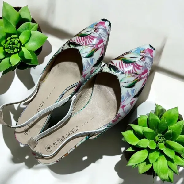 Peter Kaiser Slingback Flats Multicolor 6‎ Women Floral Pointed Toe Tropical - Image 2