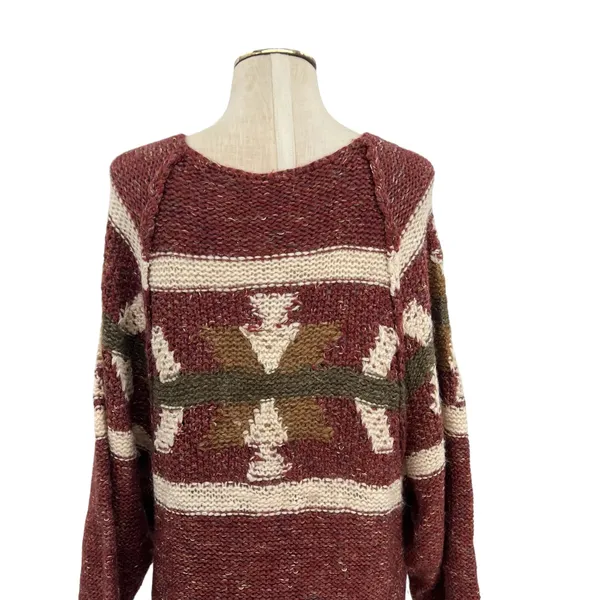 Free People Northern Lights Sweater‎ Mini Dress Boho Knit Red Size XS - Image 10