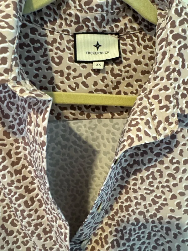Tuckernuck Hayes Beige & Brown Leopard Print Drop Waist Shirt Dress | XS - Image 4