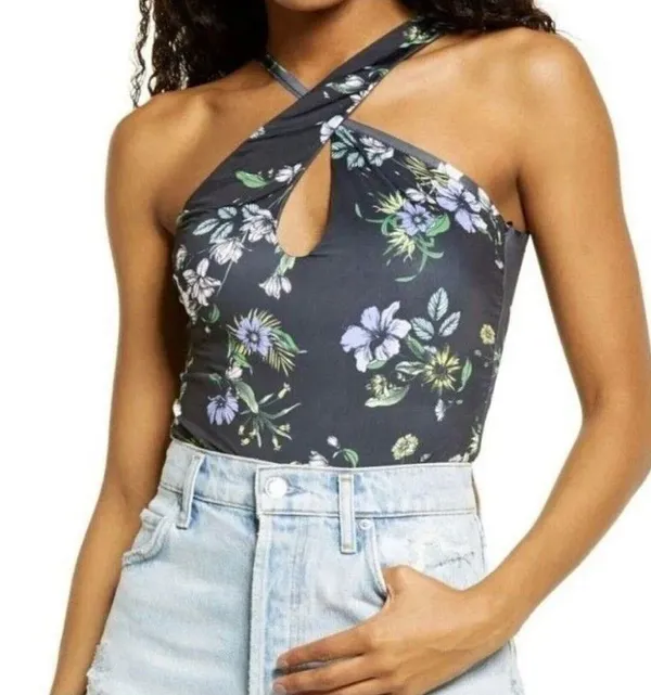 AFRM Bodysuit Celyn Sleeveless, Spring Noir Bouquet Size M New w/o Tag - Image 3