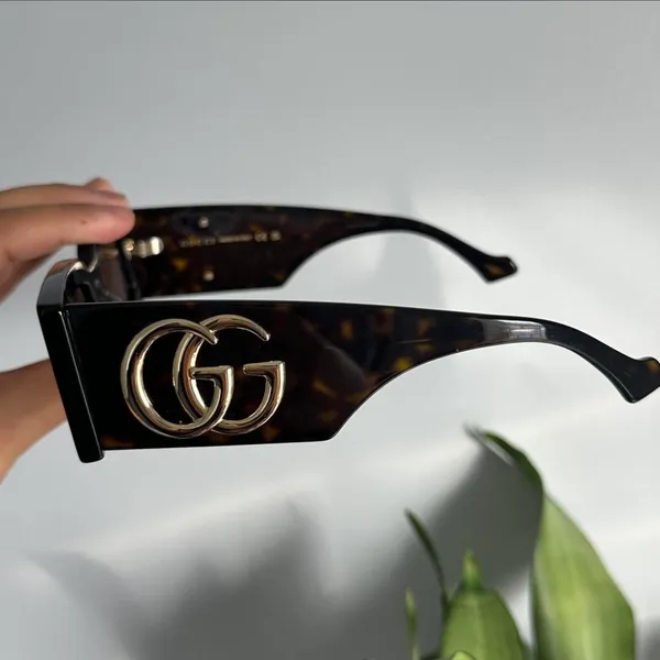 Gucci Brown Tortoiseshell Rectangle Sunglasses GG1425S 002 - Image 7