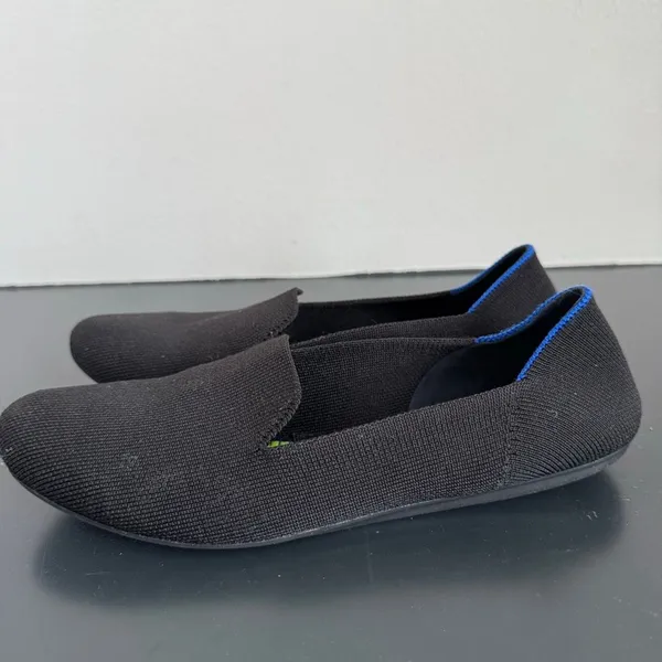Rothy's The Flat Women’s Size 9 Ecru Textile Ballet Comfort Shoes Slip On Black - Image 6