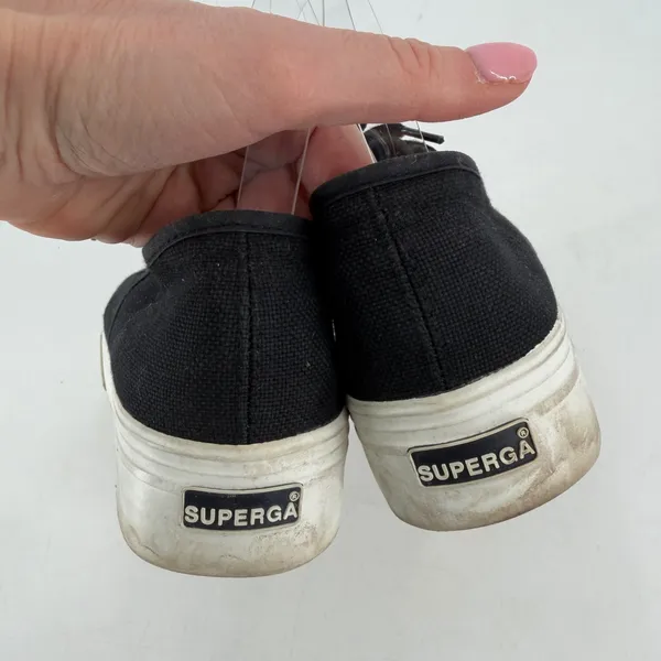 Superga Platform‎ Sneakers Women 39.5 Black Canvas Chunky Streetwear Size 8.5 - Image 6