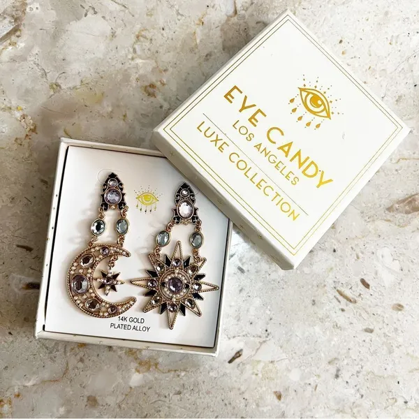 Eye Candy LA - Miya - Celestial Sun and Moon Statement Earrings - Image 8