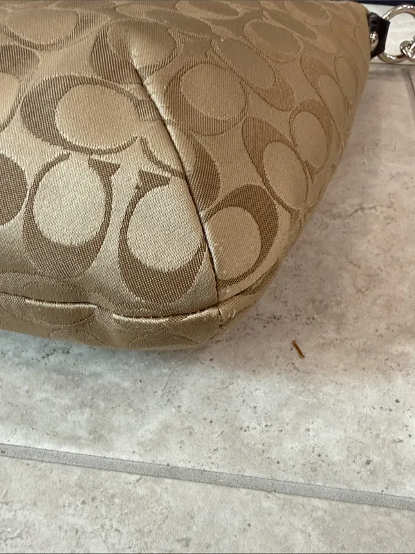 Coach Penelope Signature Sateen Convertible Hobo / Shoulder Bag Tan F19232 - Image 7