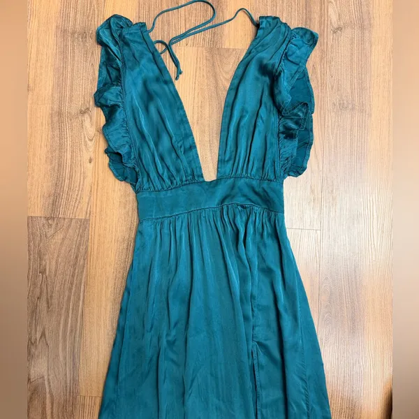 Revolve Stillwater Silk Jessie Black Dress Midi Satin Edgy Rock Witchy Summer‎ - Image 2