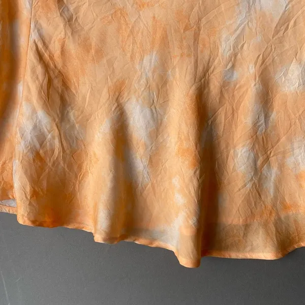 Free People sz 10 orange white mini flareBoho hippie skirt‎ - Image 9