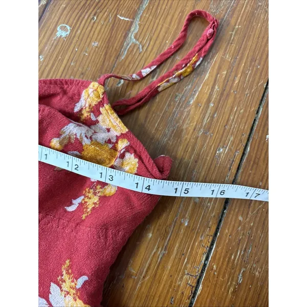 Free People Red What‎ is Love Floral Wide Leg V-Neck Jumpsuit Size 0 - Image 6