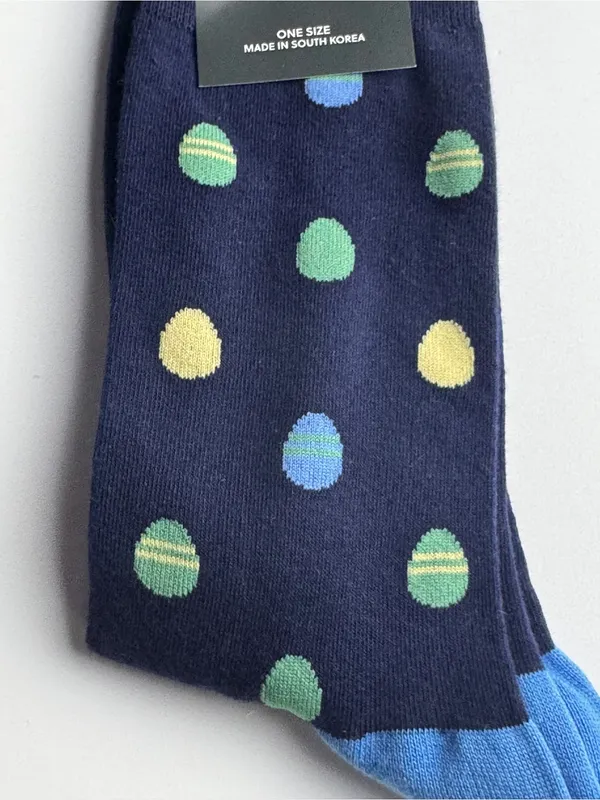 J. Crew Navy Dress Socks with Multicolor Polka Egg Dots Graphic Socks - Image 7