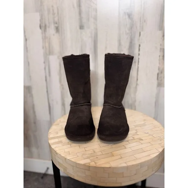 Bearpaw Brown Suede Mid Calf Shearling Winter Boots Womens Size 7 Cozy Fur Lined - Image 4