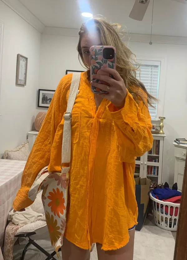 Aerie Orange Button-Up Top - Image 2